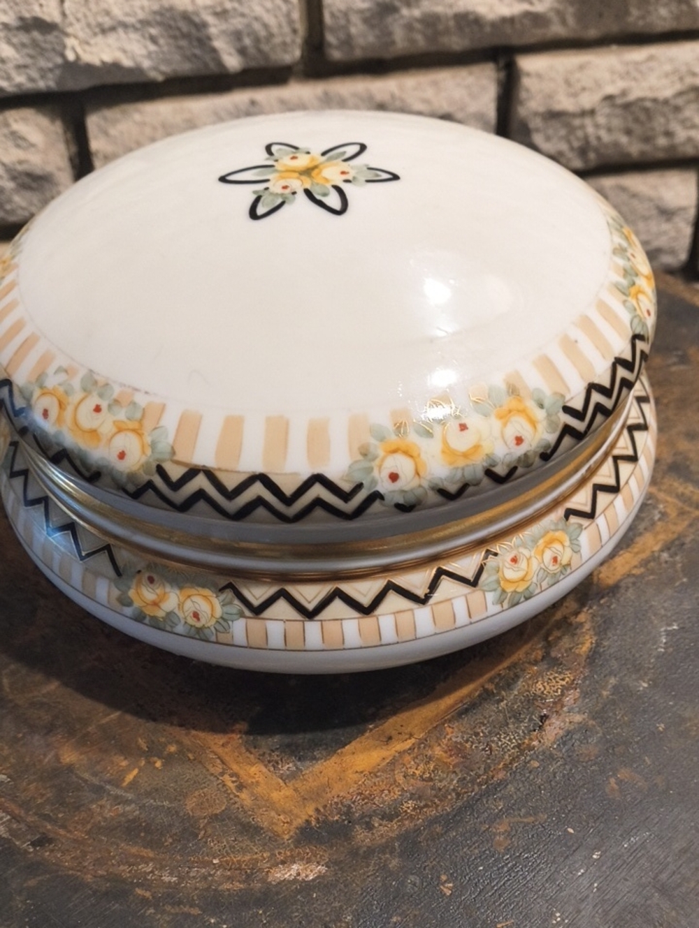 Nippon RC Floral Hand Painted Pancake Holder 7" Ca. 1930, Small Chip Inside Lip